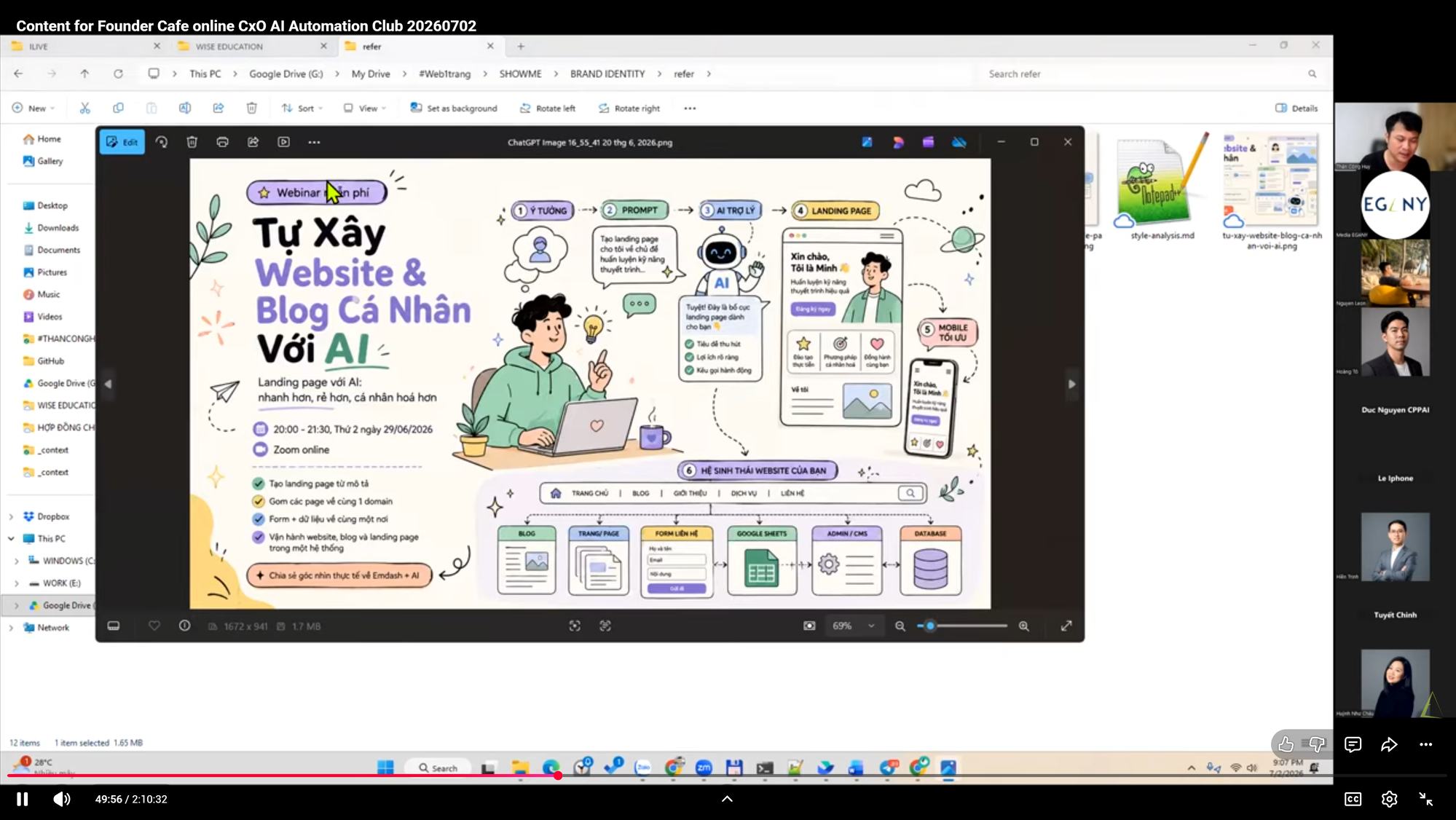 Ảnh chụp màn hình cấu trúc dự án Content Factory và một landing page Tự Xây Website và Blog Cá Nhân Với AI với sơ đồ hệ sinh thái website